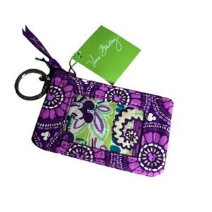 NEW Vera Bradley Plums Up Disney Mickey ID Case Coin Wallet Disney Parks